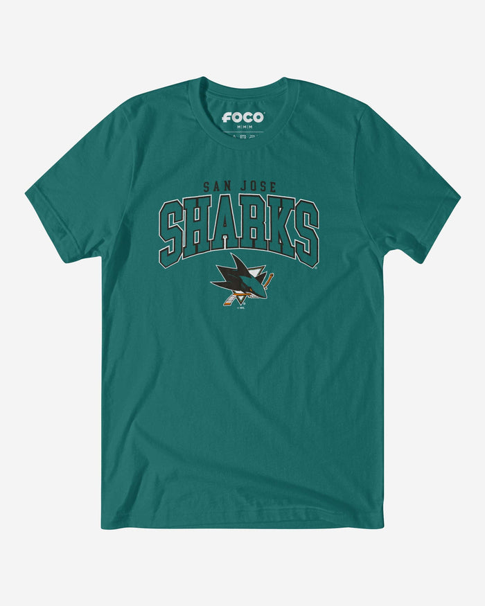 San Jose Sharks Classic Arched Logo T-Shirt FOCO Marine S - FOCO.com