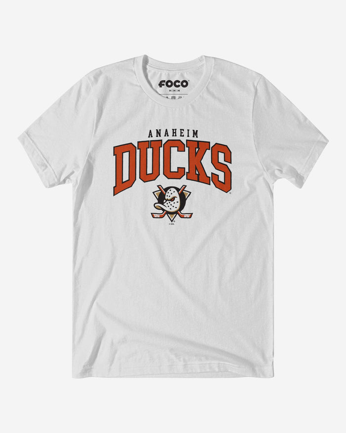 Anaheim Ducks Classic Arched Logo T-Shirt FOCO White S - FOCO.com