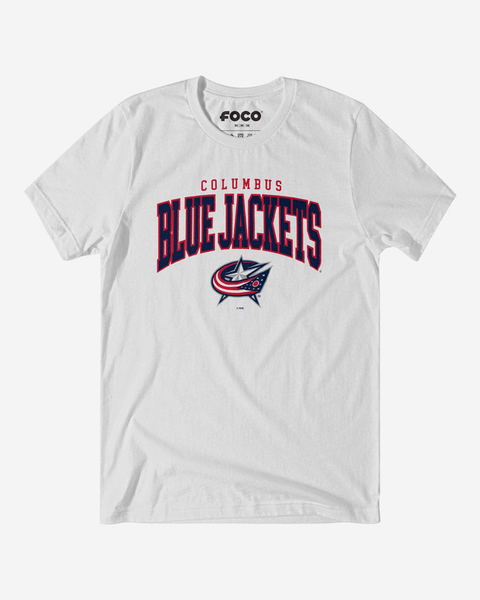 Columbus Blue Jackets Classic Arched Logo T-Shirt FOCO White S - FOCO.com