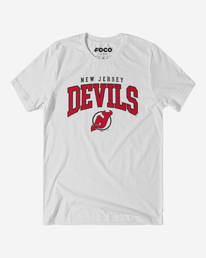 New Jersey Devils Classic Arched Logo T-Shirt FOCO White S - FOCO.com