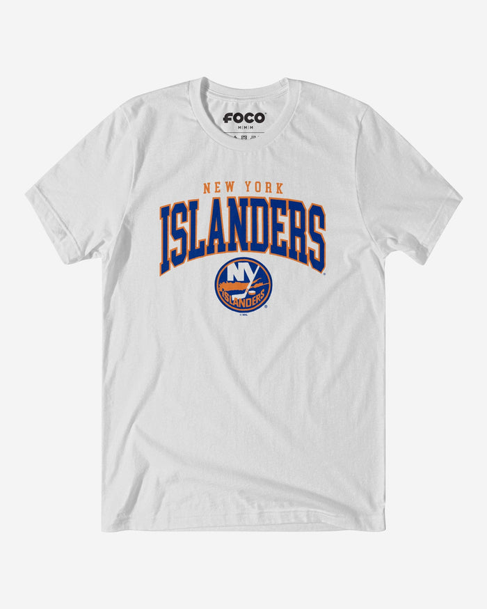 New York Islanders Classic Arched Logo T-Shirt FOCO White S - FOCO.com