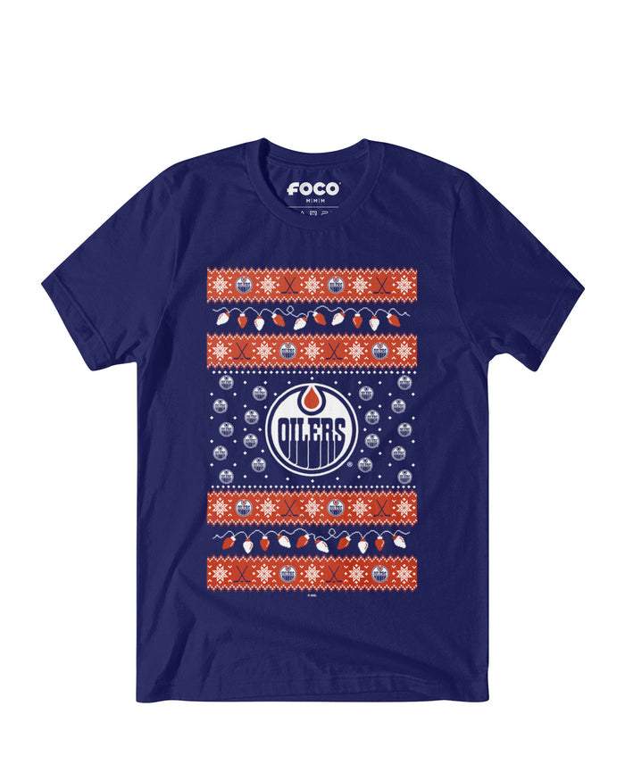 Edmonton Oilers Holiday Lights Sweater T-Shirt