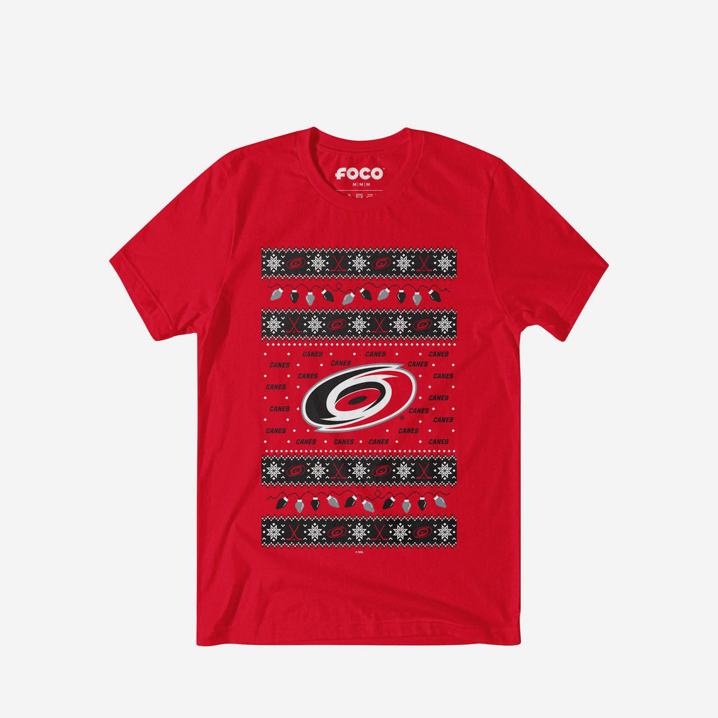 Carolina Hurricanes Holiday Lights Sweater T-Shirt FOCO S - FOCO.com