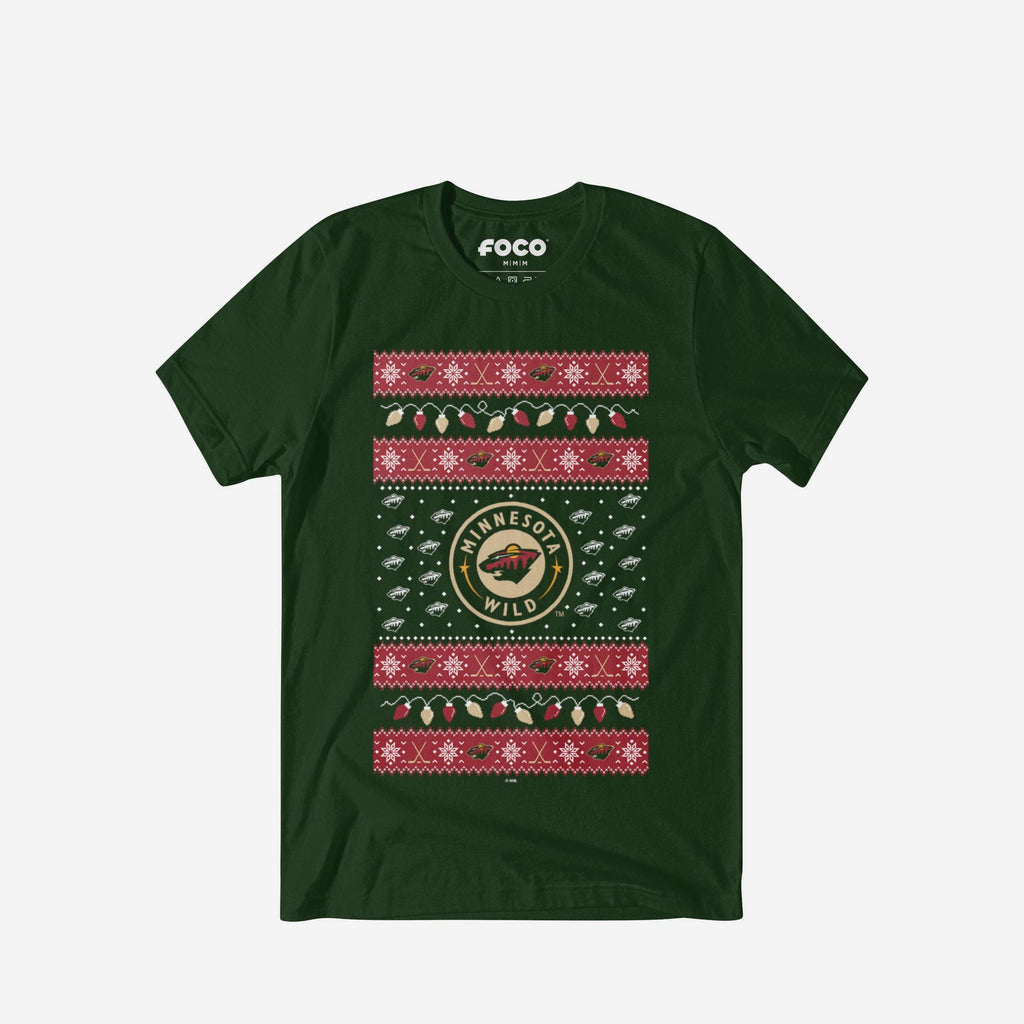 Minnesota Wild Holiday Lights Sweater T-Shirt FOCO S - FOCO.com
