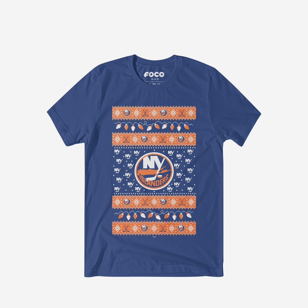 New York Islanders Holiday Lights Sweater T-Shirt FOCO S - FOCO.com
