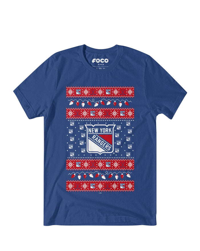 New York Rangers Holiday Lights Sweater T-Shirt