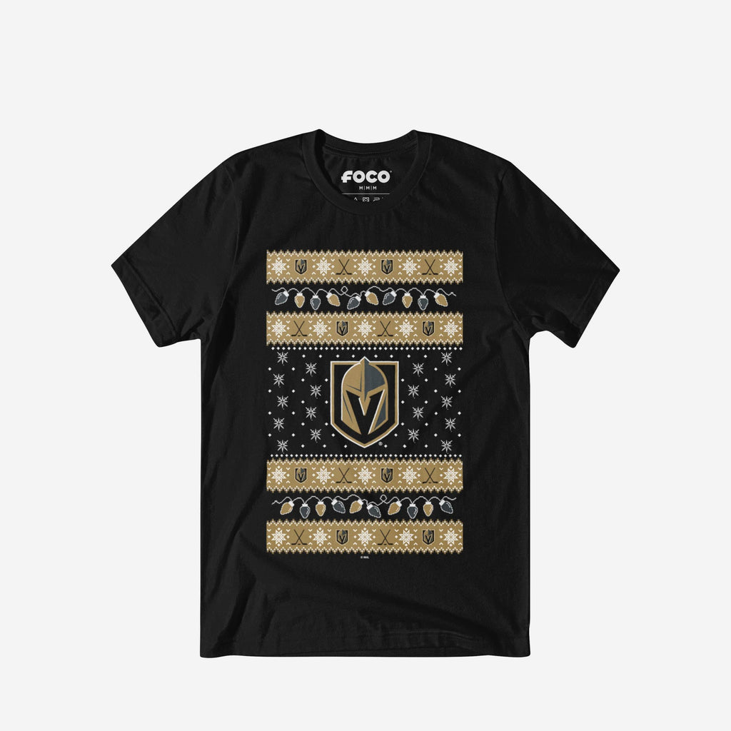 Vegas Golden Knights Holiday Lights Sweater T-Shirt FOCO S - FOCO.com