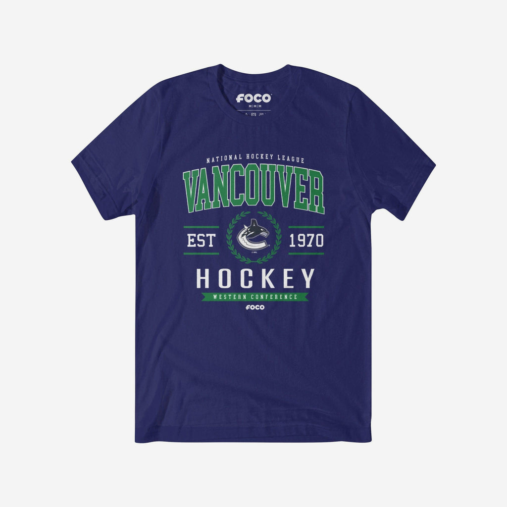 Vancouver Canucks Hockey Legacy Crest T-Shirt FOCO Team Navy S - FOCO.com