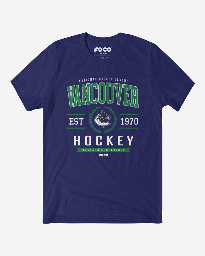 Vancouver Canucks Hockey Legacy Crest T-Shirt FOCO Team Navy S - FOCO.com