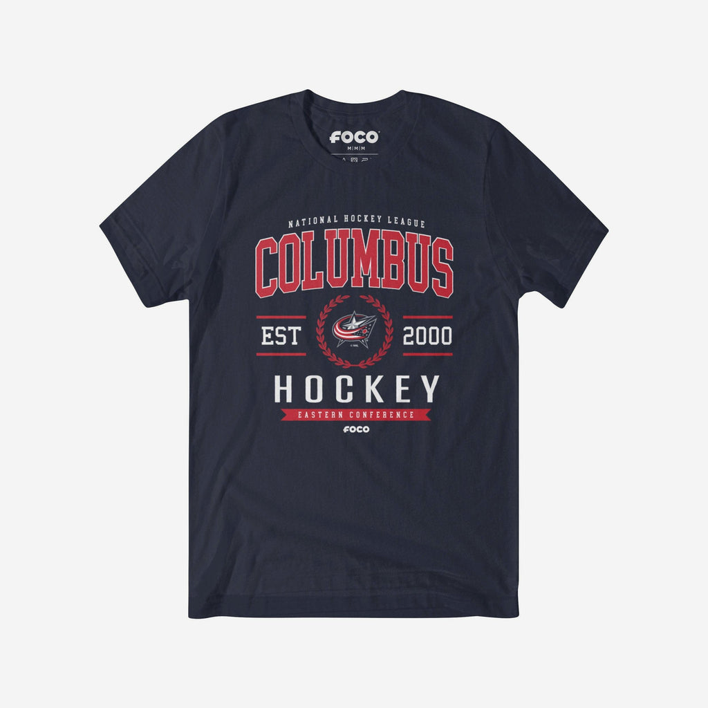 Columbus Blue Jackets Hockey Legacy Crest T-Shirt FOCO Navy S - FOCO.com