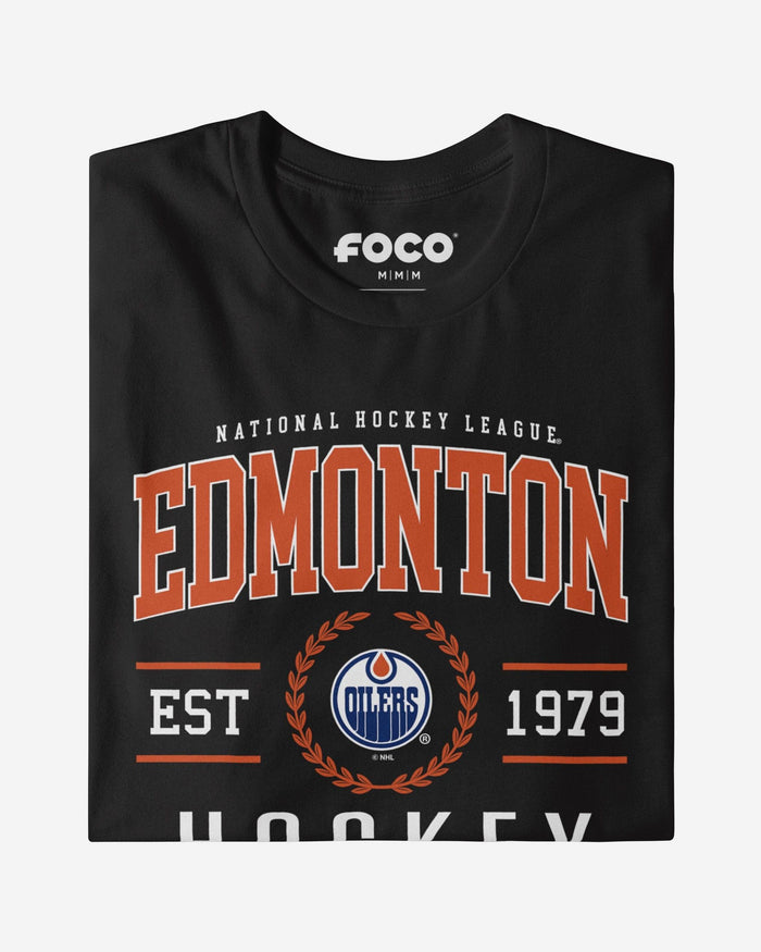Edmonton Oilers Hockey Legacy Crest T-Shirt FOCO Team Navy S - FOCO.com