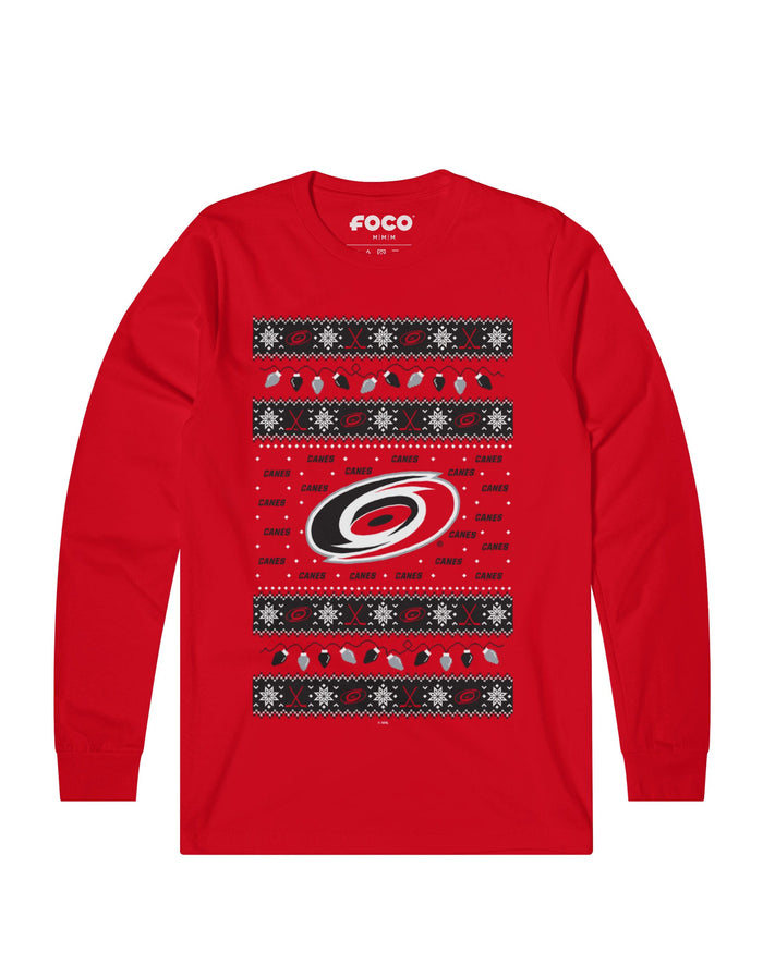 Carolina Hurricanes Holiday Lights Sweater Long Sleeve T-Shirt