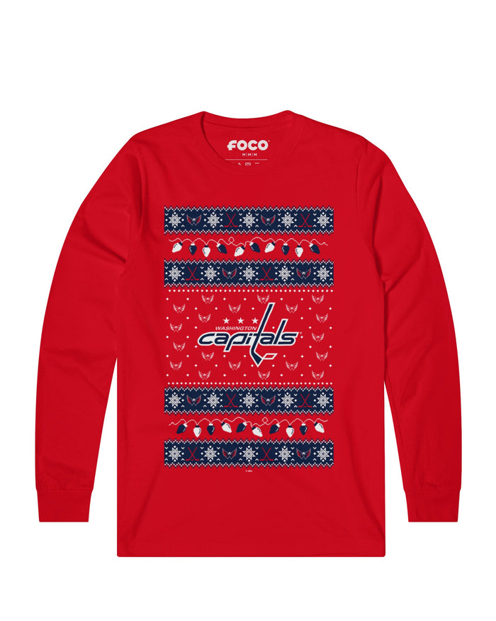 Washington Capitals Holiday Lights Sweater Long Sleeve T-Shirt