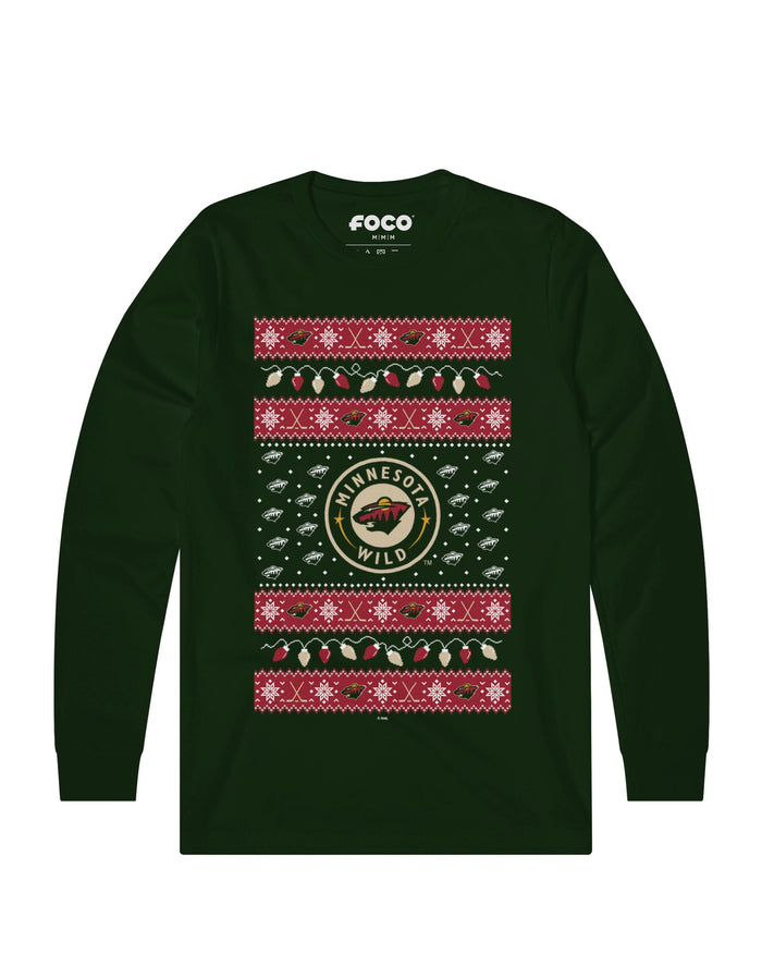 Minnesota Wild Holiday Lights Sweater Long Sleeve T-Shirt
