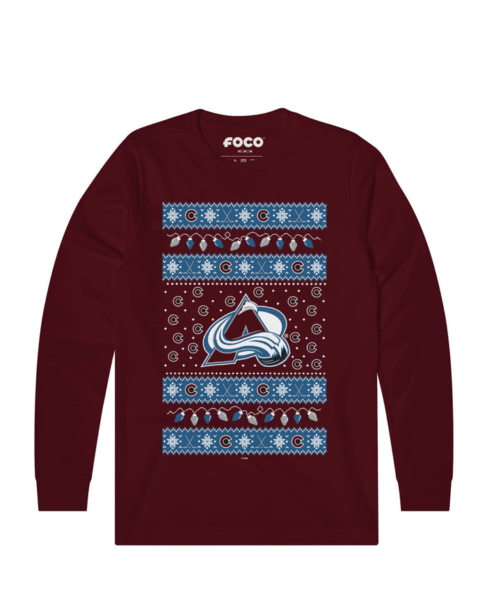 Colorado Avalanche Holiday Lights Sweater Long Sleeve T-Shirt
