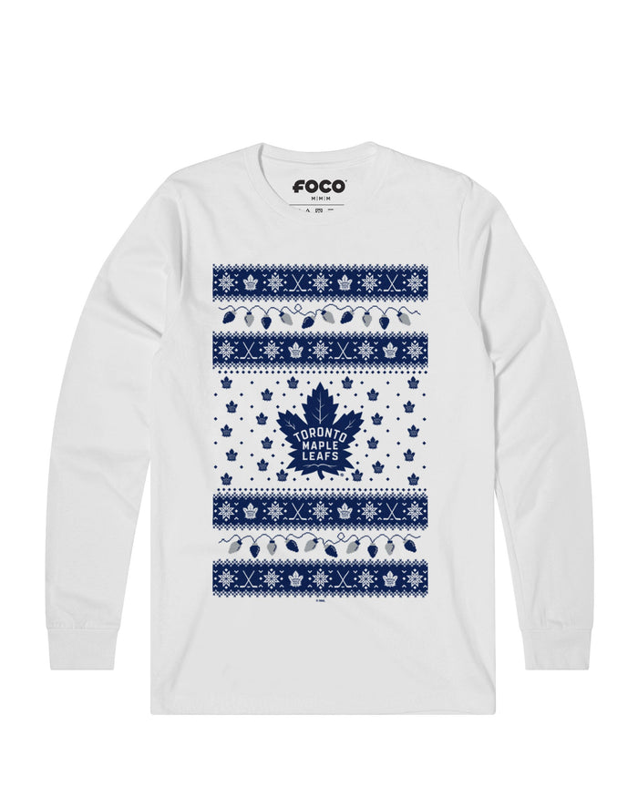 Toronto Maple Leafs Holiday Lights Sweater Long Sleeve T-Shirt