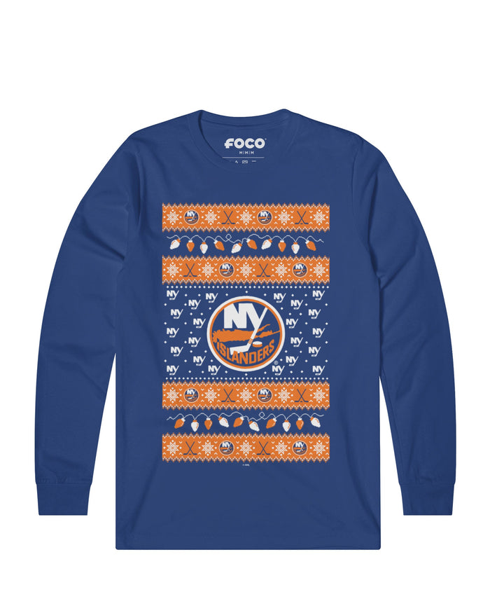 New York Islanders Holiday Lights Sweater Long Sleeve T-Shirt