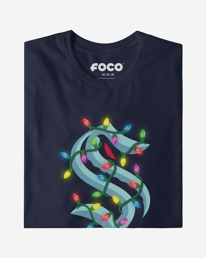 Seattle Kraken Primary Logo Holiday Lights Long Sleeve T-Shirt FOCO S - FOCO.com