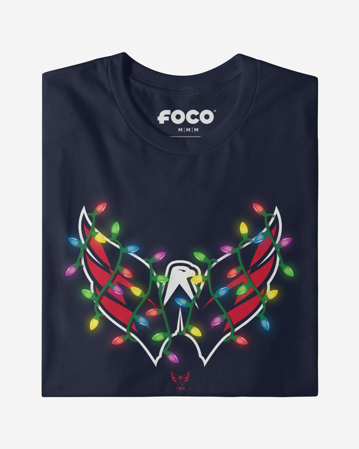 Washington Capitals Primary Logo Holiday Lights Long Sleeve T-Shirt FOCO S - FOCO.com