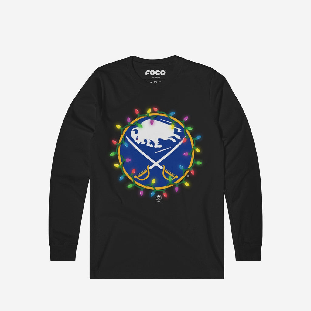 Buffalo Sabres Primary Logo Holiday Lights Long Sleeve T-Shirt FOCO S - FOCO.com