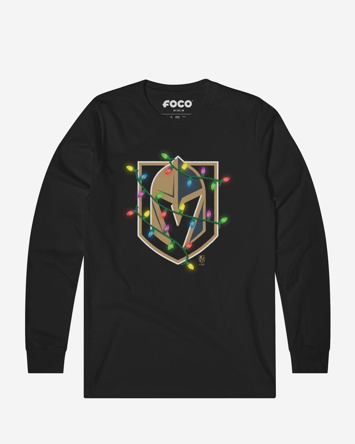 Vegas Golden Knights Primary Logo Holiday Lights Long Sleeve T-Shirt FOCO S - FOCO.com