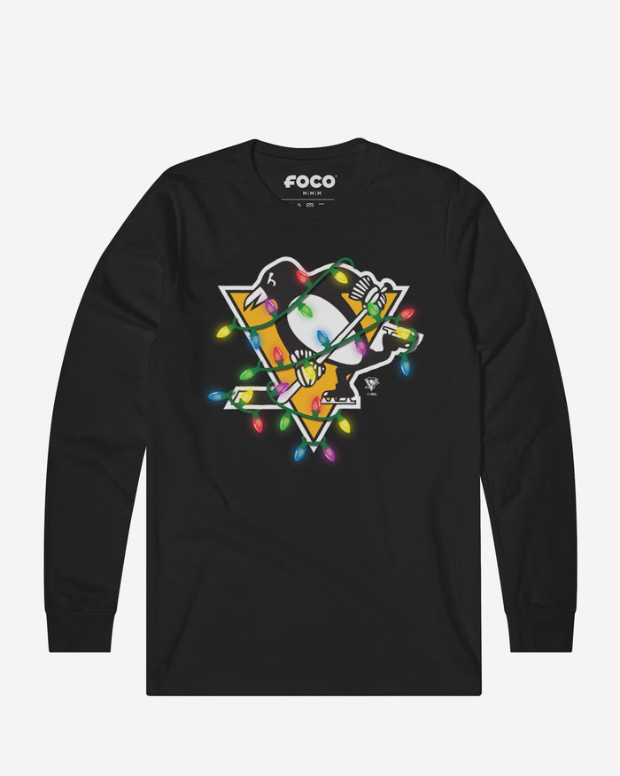 Pittsburgh Penguins Primary Logo Holiday Lights Long Sleeve T-Shirt FOCO S - FOCO.com