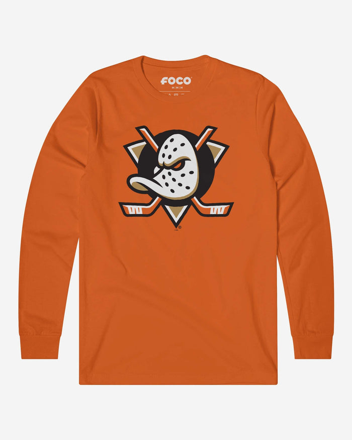 Anaheim Ducks Primary Logo Long Sleeve T-Shirt FOCO Poppy S - FOCO.com