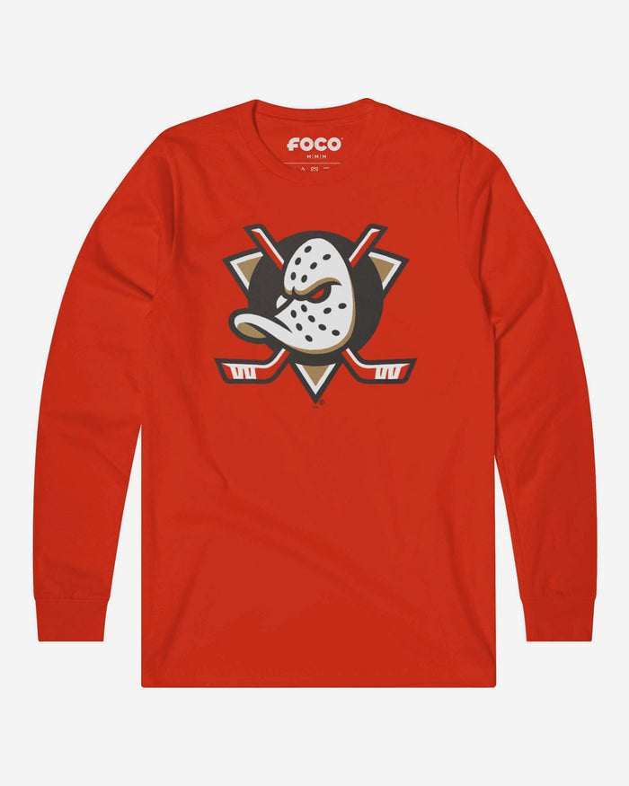Anaheim Ducks Primary Logo Long Sleeve T-Shirt FOCO Poppy S - FOCO.com