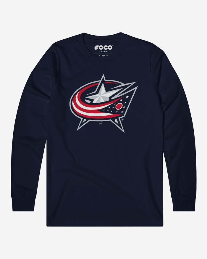 Columbus Blue Jackets Primary Logo Long Sleeve T-Shirt FOCO Navy S - FOCO.com