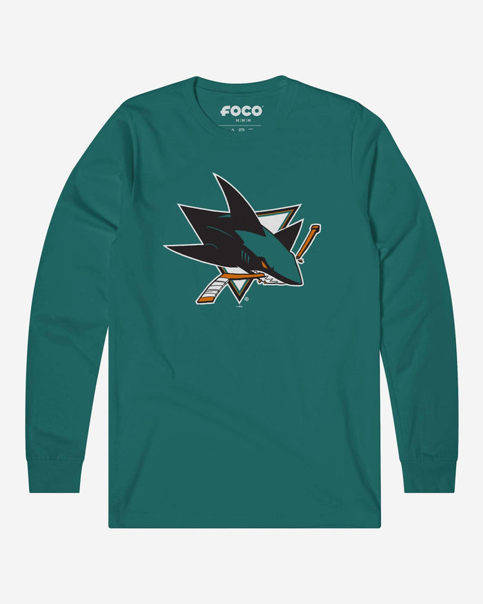 San Jose Sharks Primary Logo Long Sleeve T-Shirt FOCO Marine S - FOCO.com