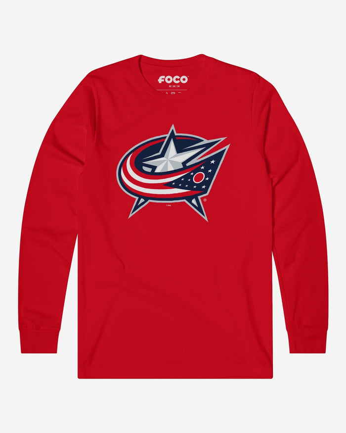 Columbus Blue Jackets Primary Logo Long Sleeve T-Shirt FOCO Red S - FOCO.com