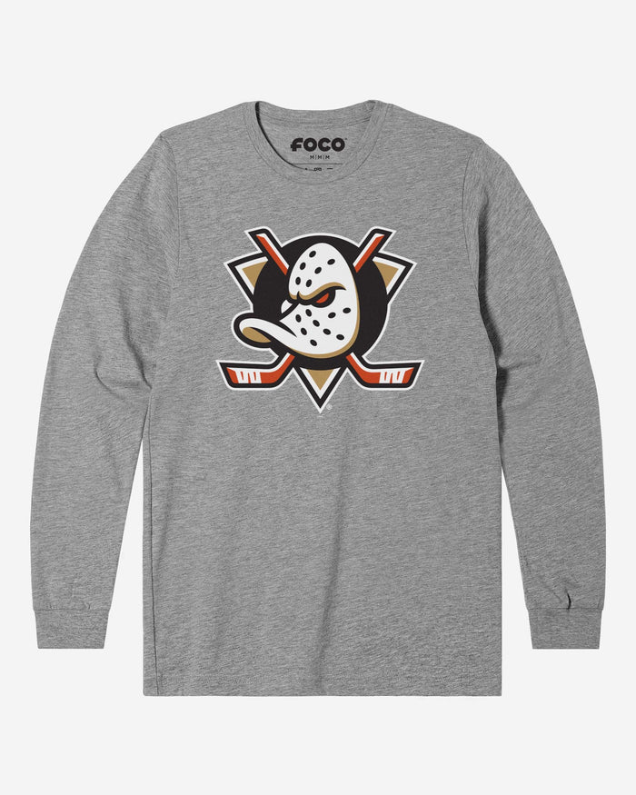 Anaheim Ducks Primary Logo Long Sleeve T-Shirt FOCO Athletic Heather S - FOCO.com