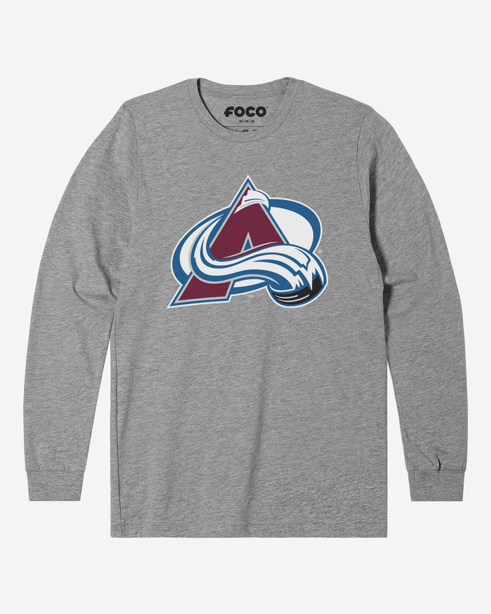 Colorado Avalanche Primary Logo Long Sleeve T-Shirt FOCO Athletic Heather S - FOCO.com