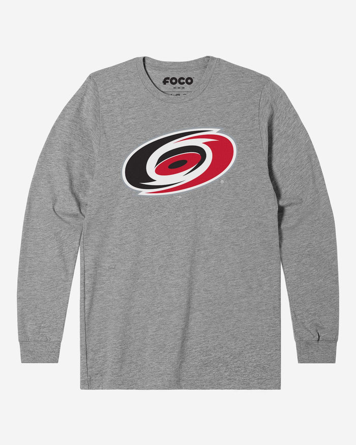 Carolina Hurricanes Primary Logo Long Sleeve T-Shirt FOCO Athletic Heather S - FOCO.com