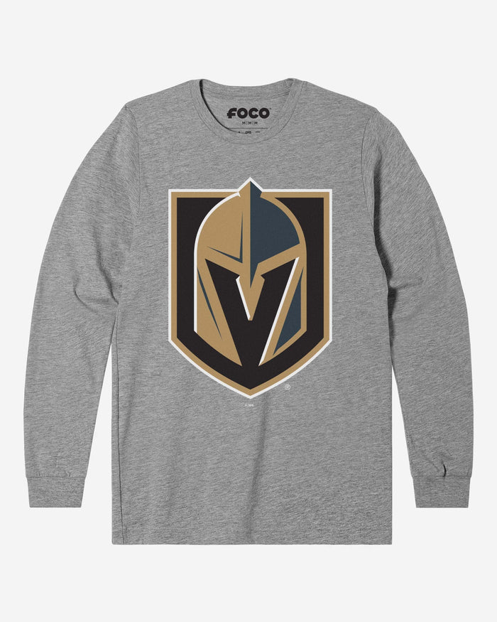 Vegas Golden Knights Primary Logo Long Sleeve T-Shirt FOCO Athletic Heather S - FOCO.com