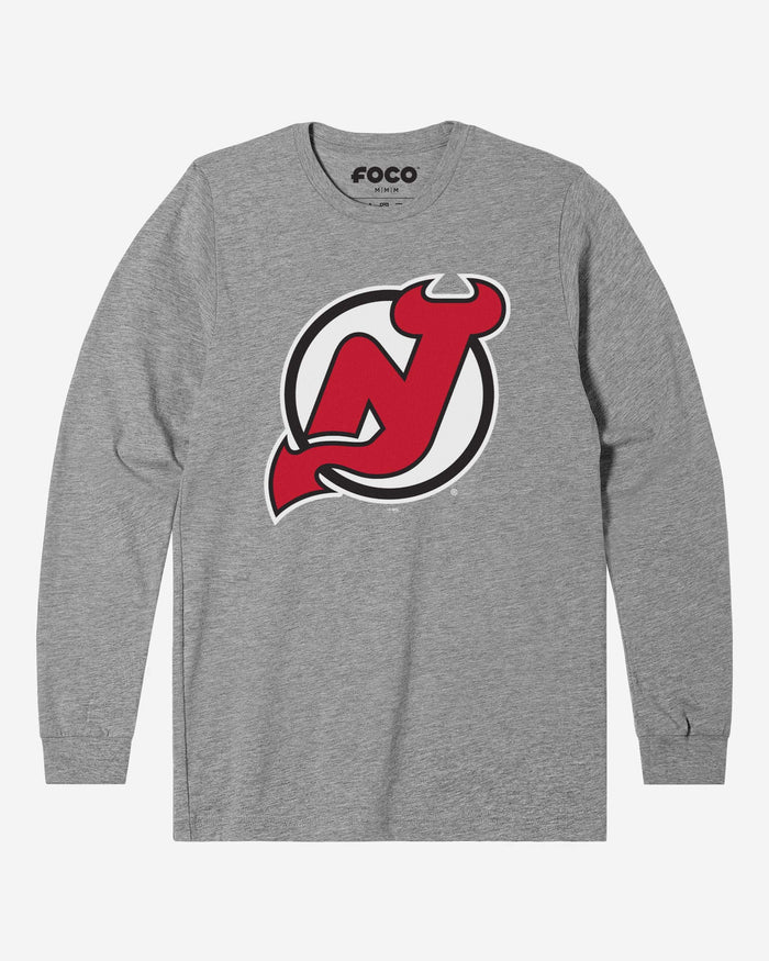 New Jersey Devils Primary Logo Long Sleeve T-Shirt FOCO Athletic Heather S - FOCO.com