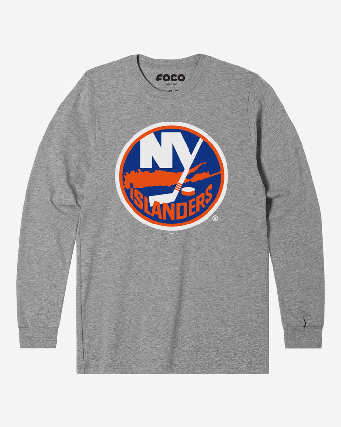 New York Islanders Primary Logo Long Sleeve T-Shirt FOCO Athletic Heather S - FOCO.com