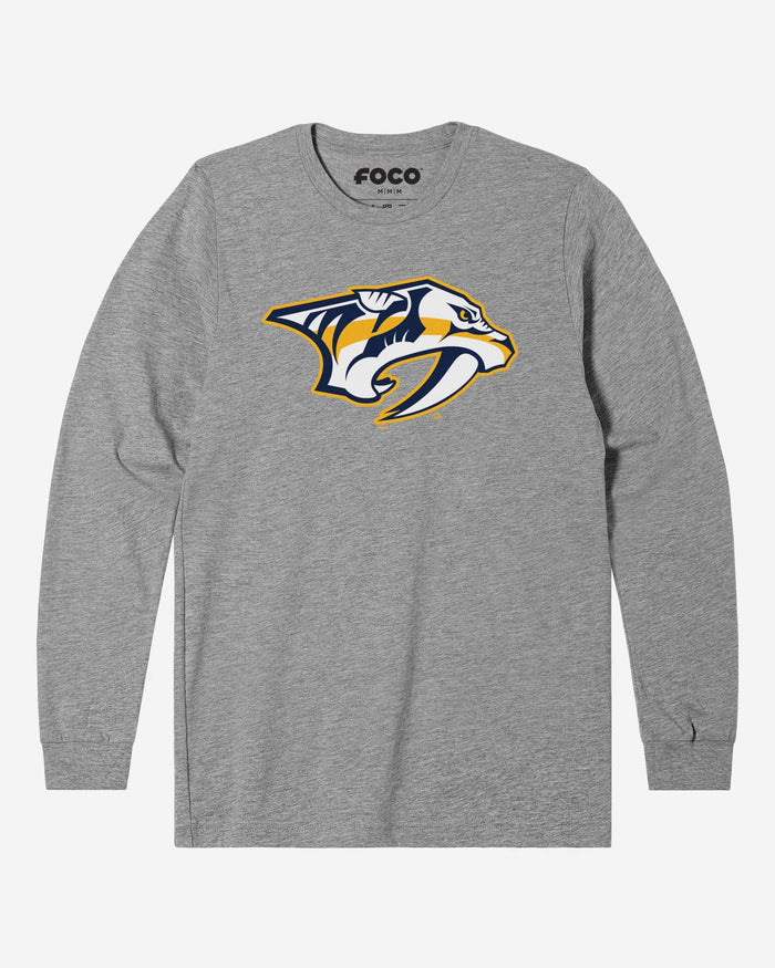 Nashville Predators Primary Logo Long Sleeve T-Shirt FOCO Athletic Heather S - FOCO.com