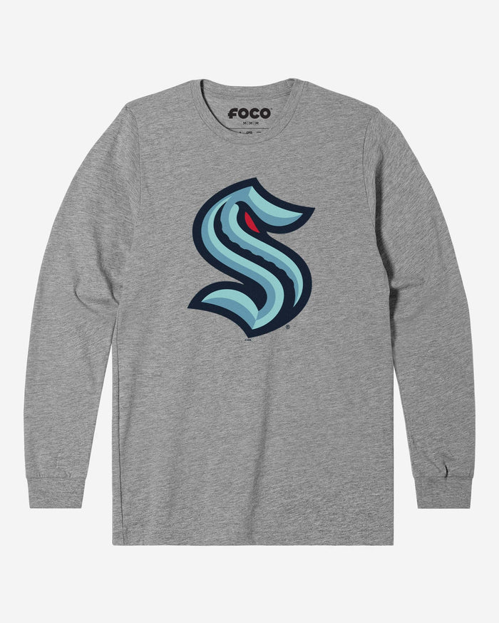 Seattle Kraken Primary Logo Long Sleeve T-Shirt FOCO Athletic Heather S - FOCO.com