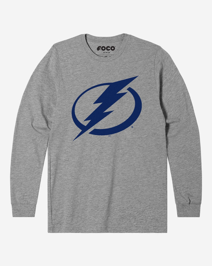 Tampa Bay Lightning Primary Logo Long Sleeve T-Shirt FOCO Athletic Heather S - FOCO.com