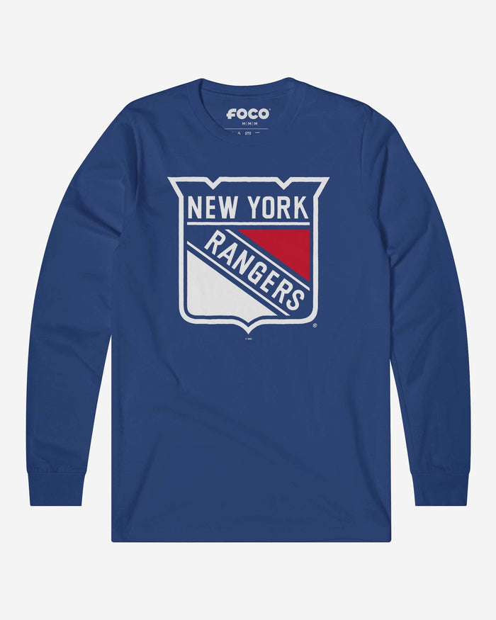 New York Rangers Primary Logo Long Sleeve T-Shirt FOCO True Royal S - FOCO.com