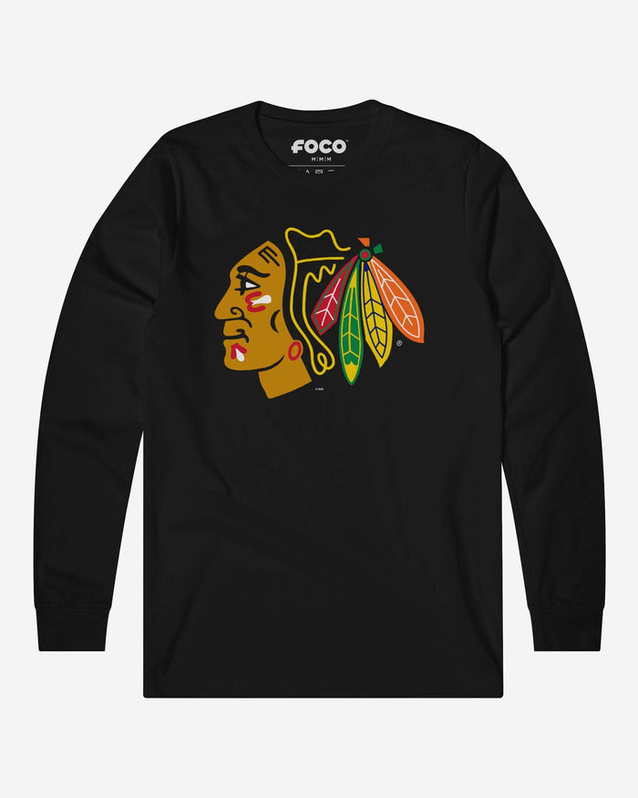 Chicago Blackhawks Primary Logo Long Sleeve T-Shirt FOCO Black S - FOCO.com