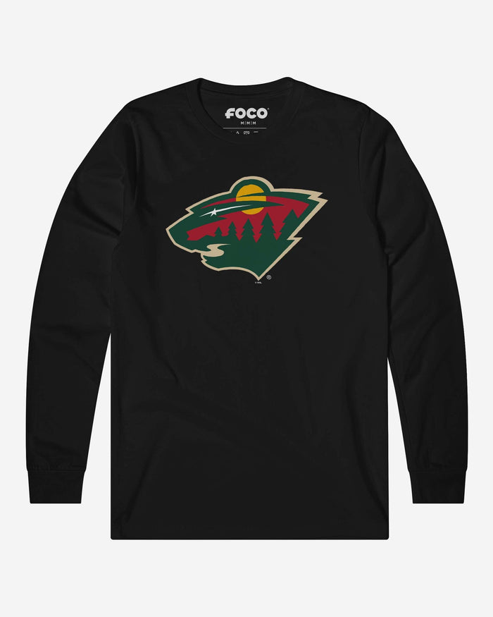 Minnesota Wild Primary Logo Long Sleeve T-Shirt FOCO Black S - FOCO.com