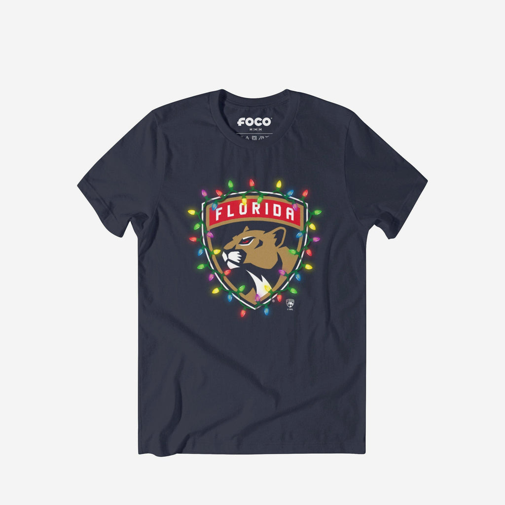 Florida Panthers Primary Logo Holiday Lights T-Shirt FOCO S - FOCO.com