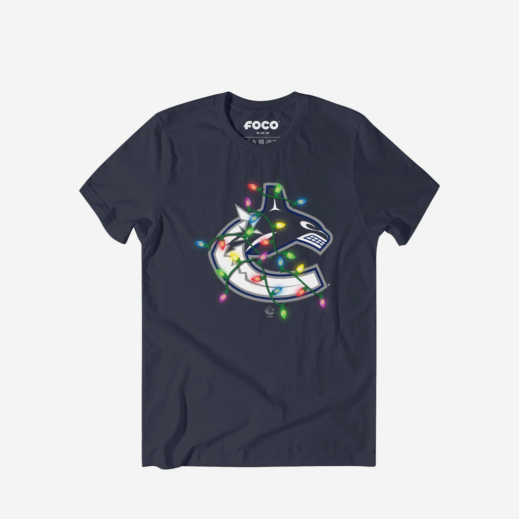 Vancouver Canucks Primary Logo Holiday Lights T-Shirt FOCO S - FOCO.com