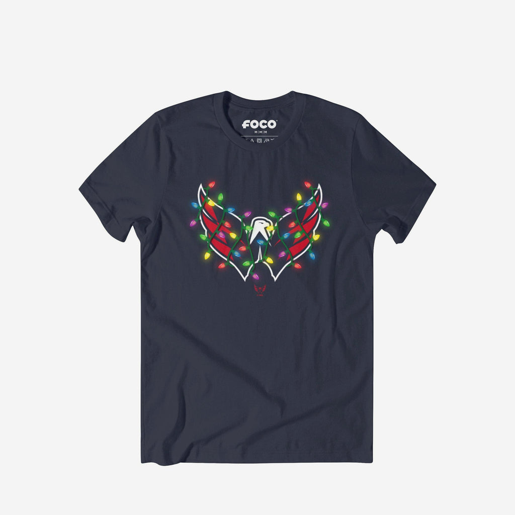 Washington Capitals Primary Logo Holiday Lights T-Shirt FOCO S - FOCO.com