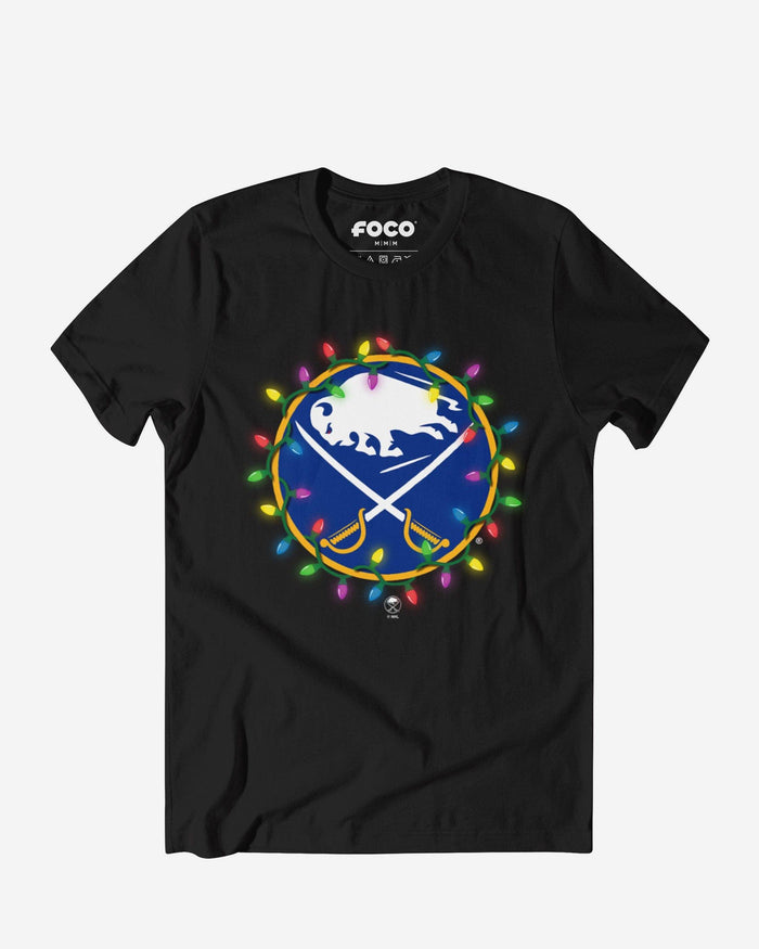 Buffalo Sabres Primary Logo Holiday Lights T-Shirt FOCO S - FOCO.com
