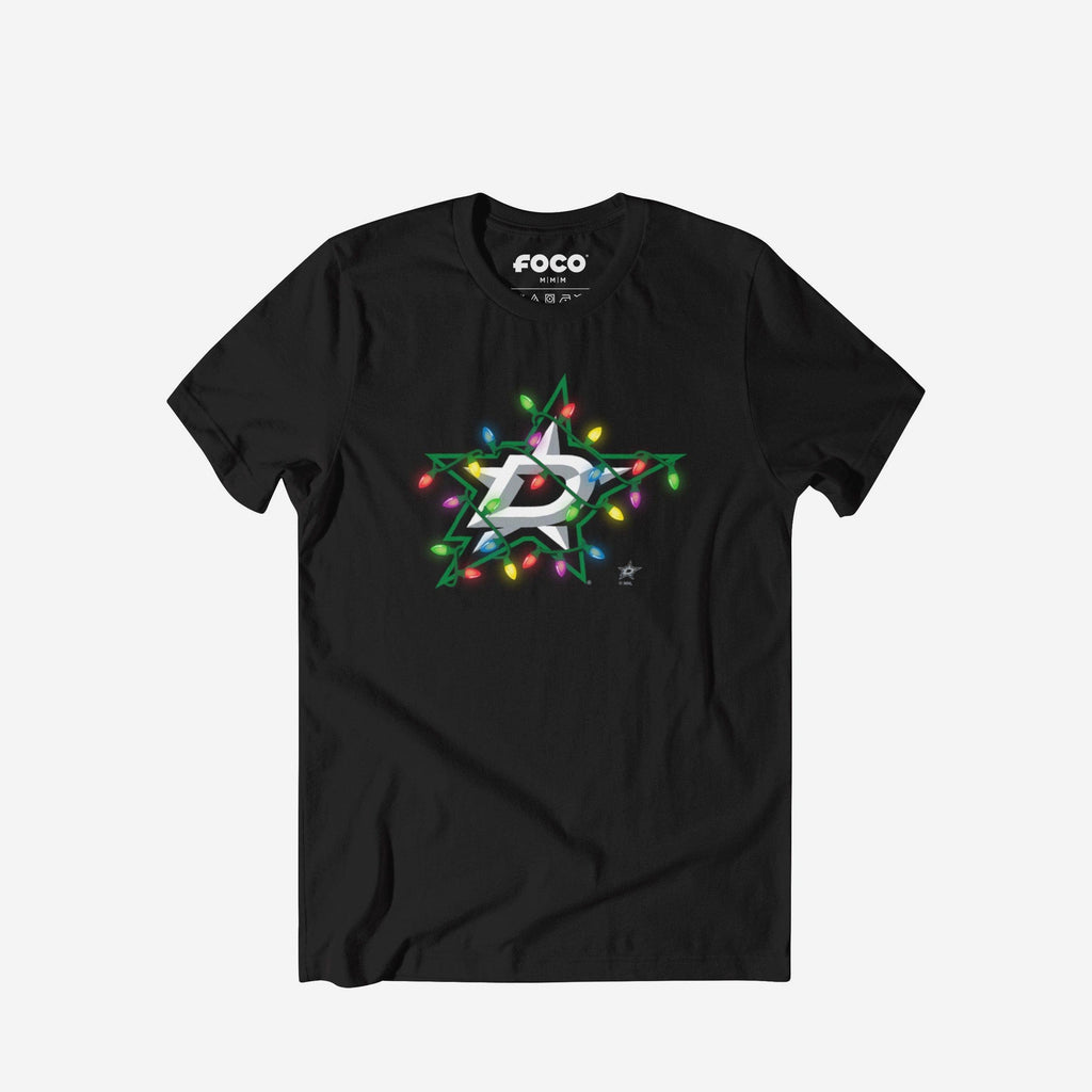 Dallas Stars Primary Logo Holiday Lights T-Shirt FOCO S - FOCO.com
