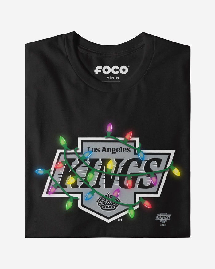 Los Angeles Kings Primary Logo Holiday Lights T-Shirt FOCO S - FOCO.com