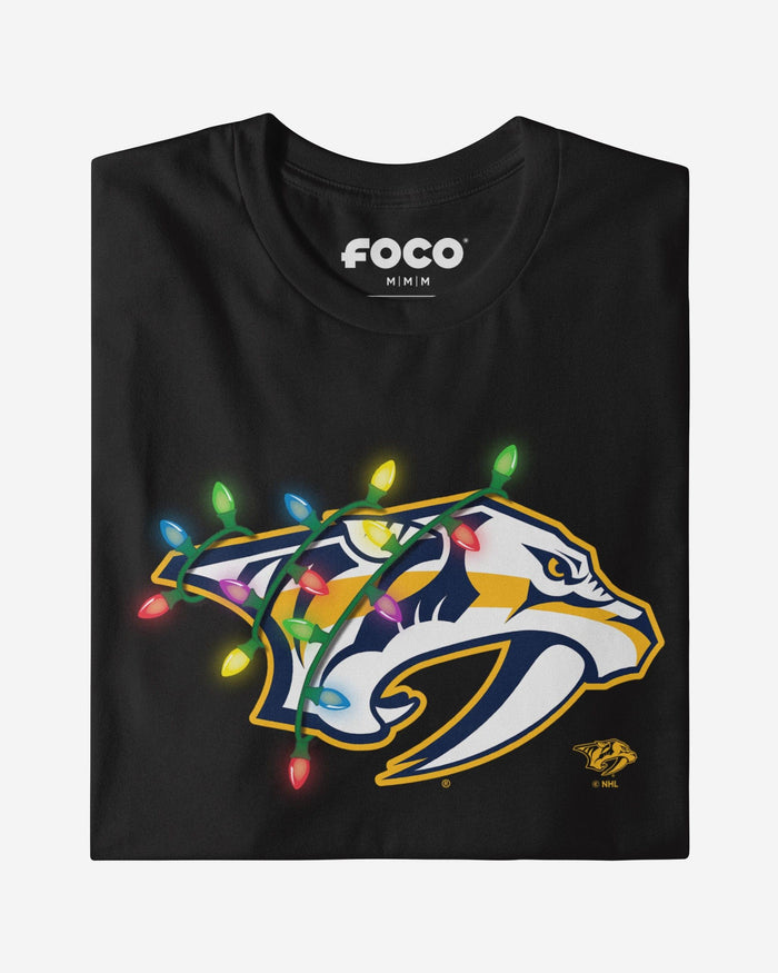 Nashville Predators Primary Logo Holiday Lights T-Shirt FOCO S - FOCO.com